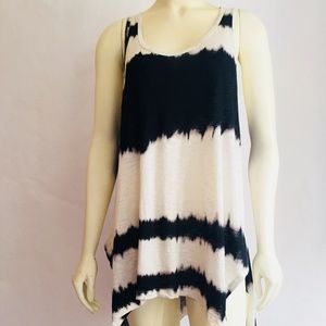 Renee C Small Black and White Tie Dye Tank Tunic